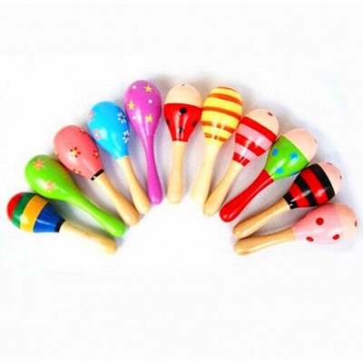 Wooden Sand Hammer Ball / Cartoon Early Learning Toy Maracas / Infant Puzzle Toy